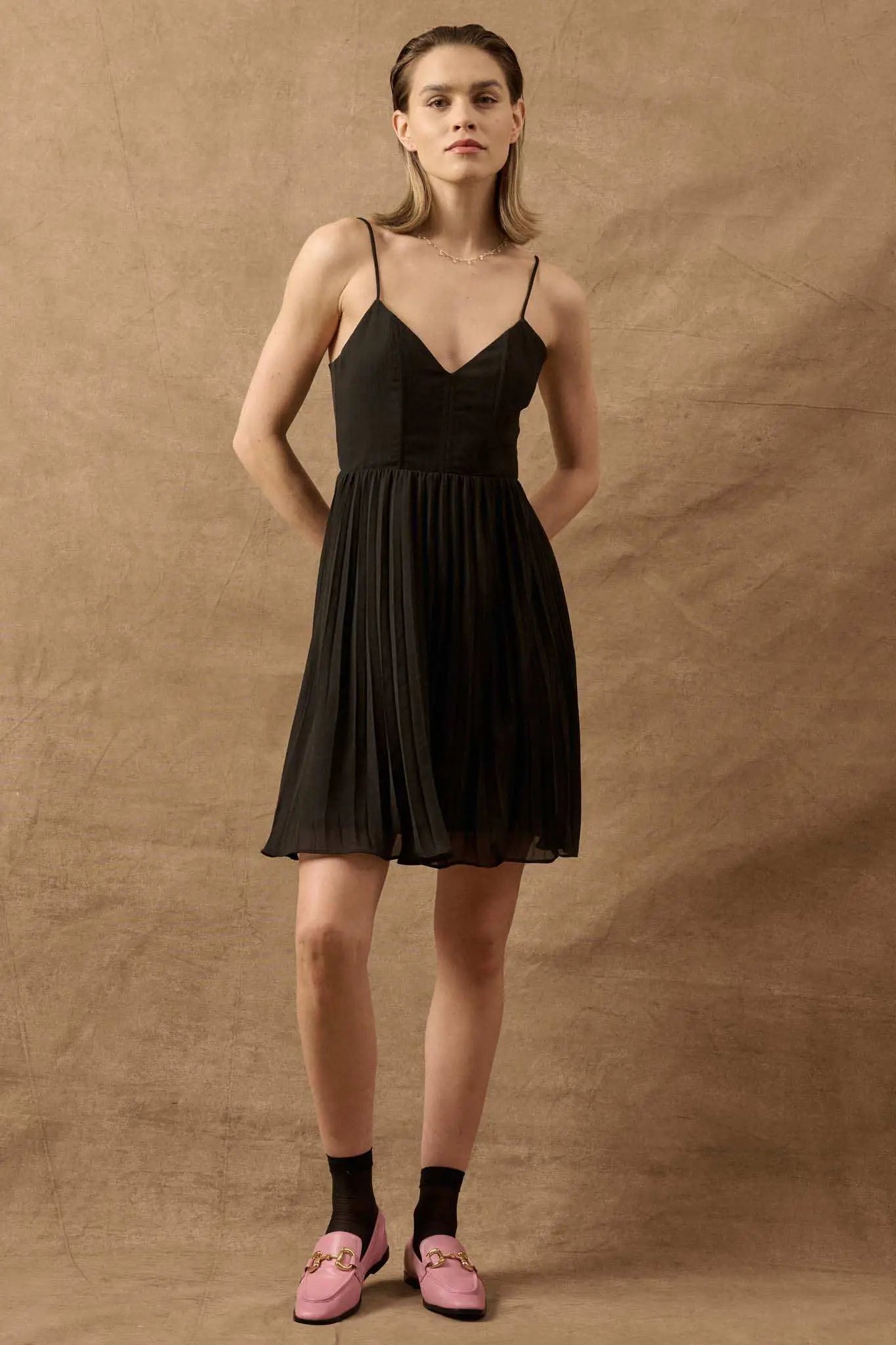 Beautiful Night Accordion-Pleated Mini Dress