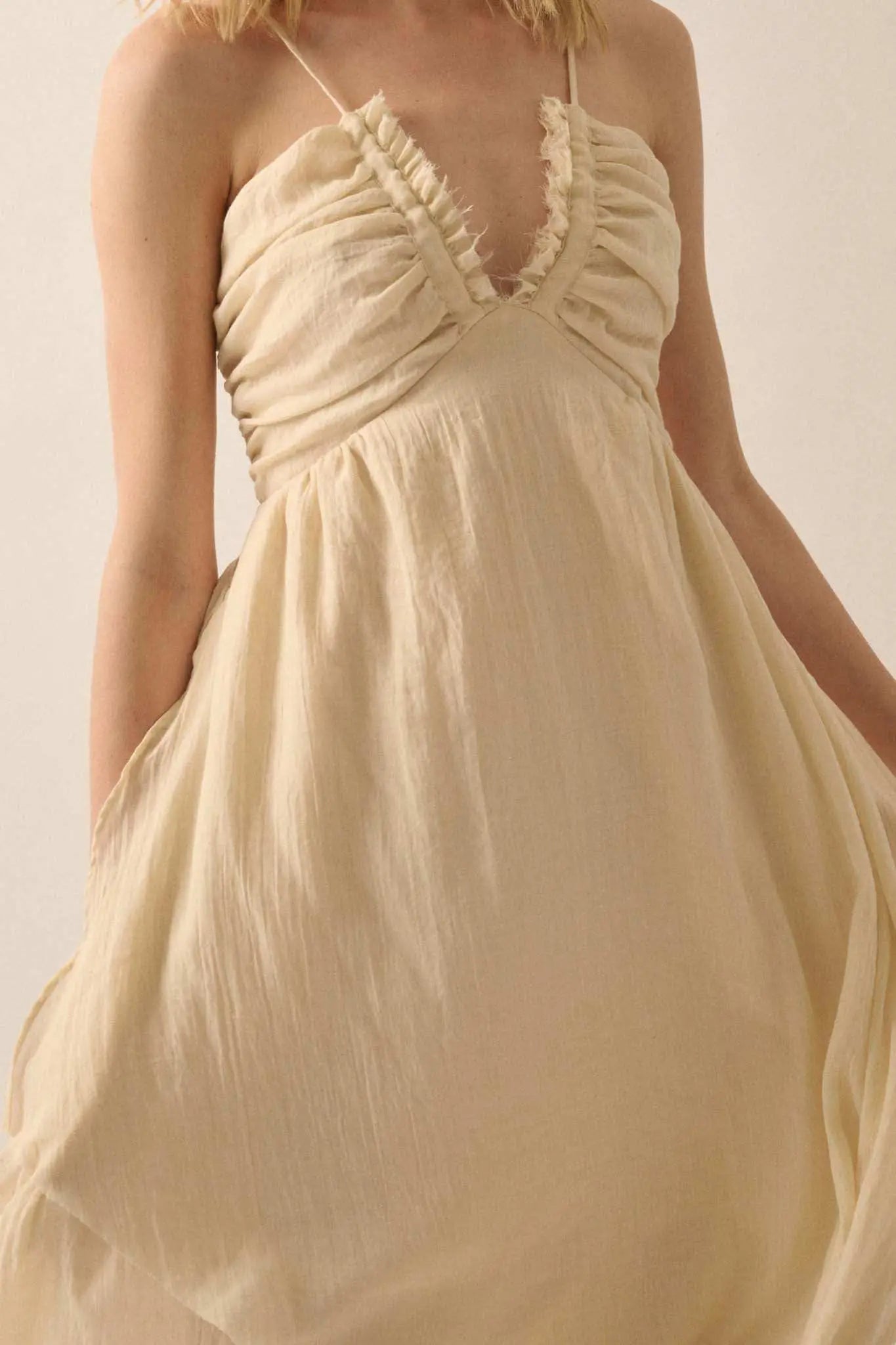 Floating on Air Layered Gauze Halter Maxi Dress