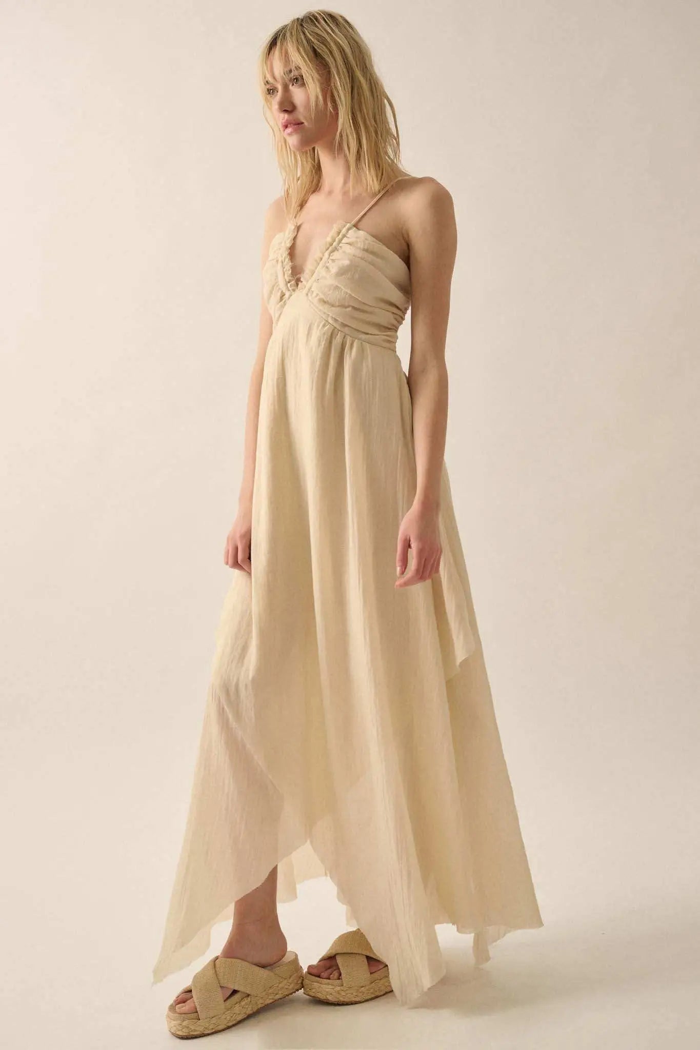 Floating on Air Layered Gauze Halter Maxi Dress