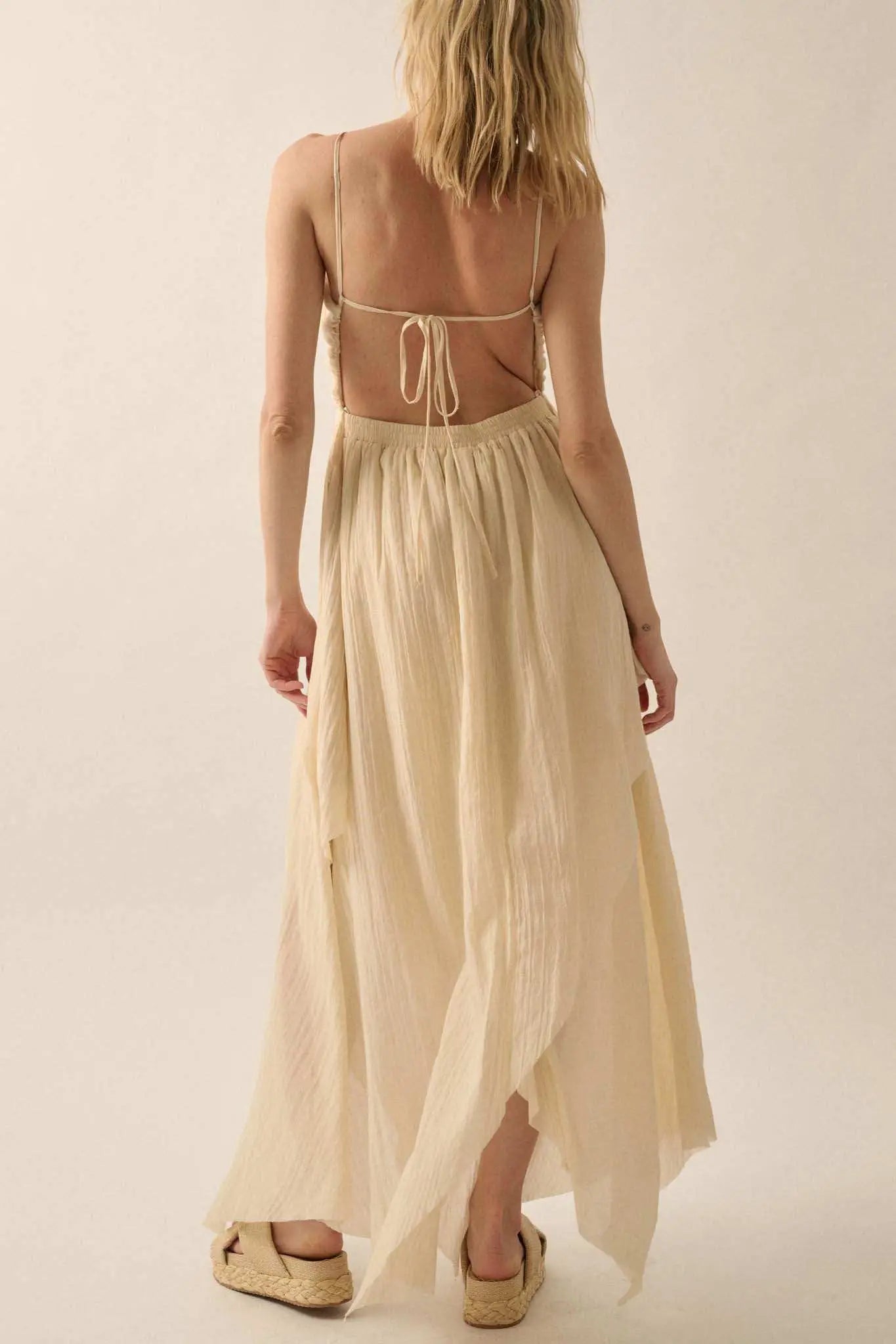 Floating on Air Layered Gauze Halter Maxi Dress