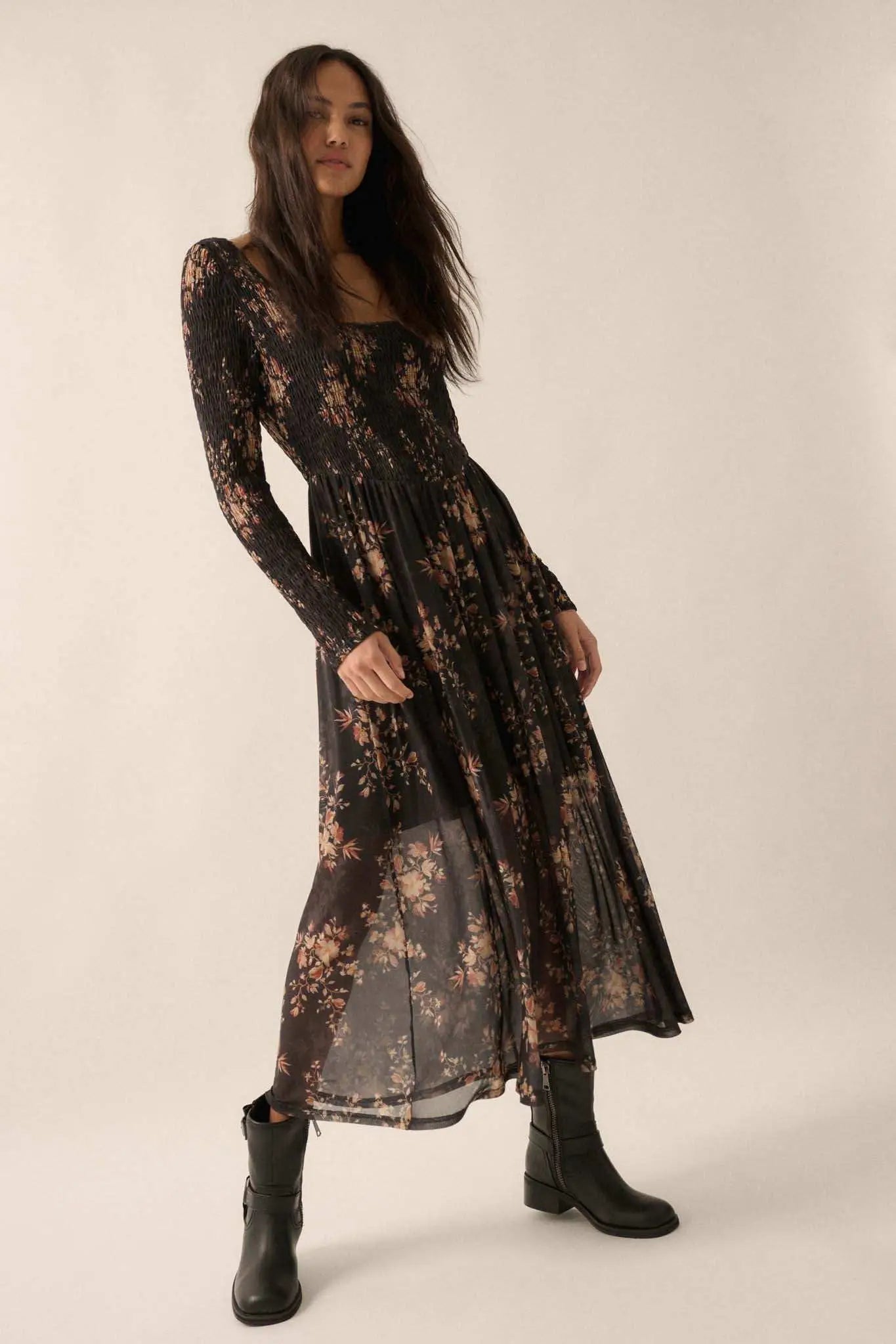 Chasing Wildflowers Smocked Floral Midi Dress