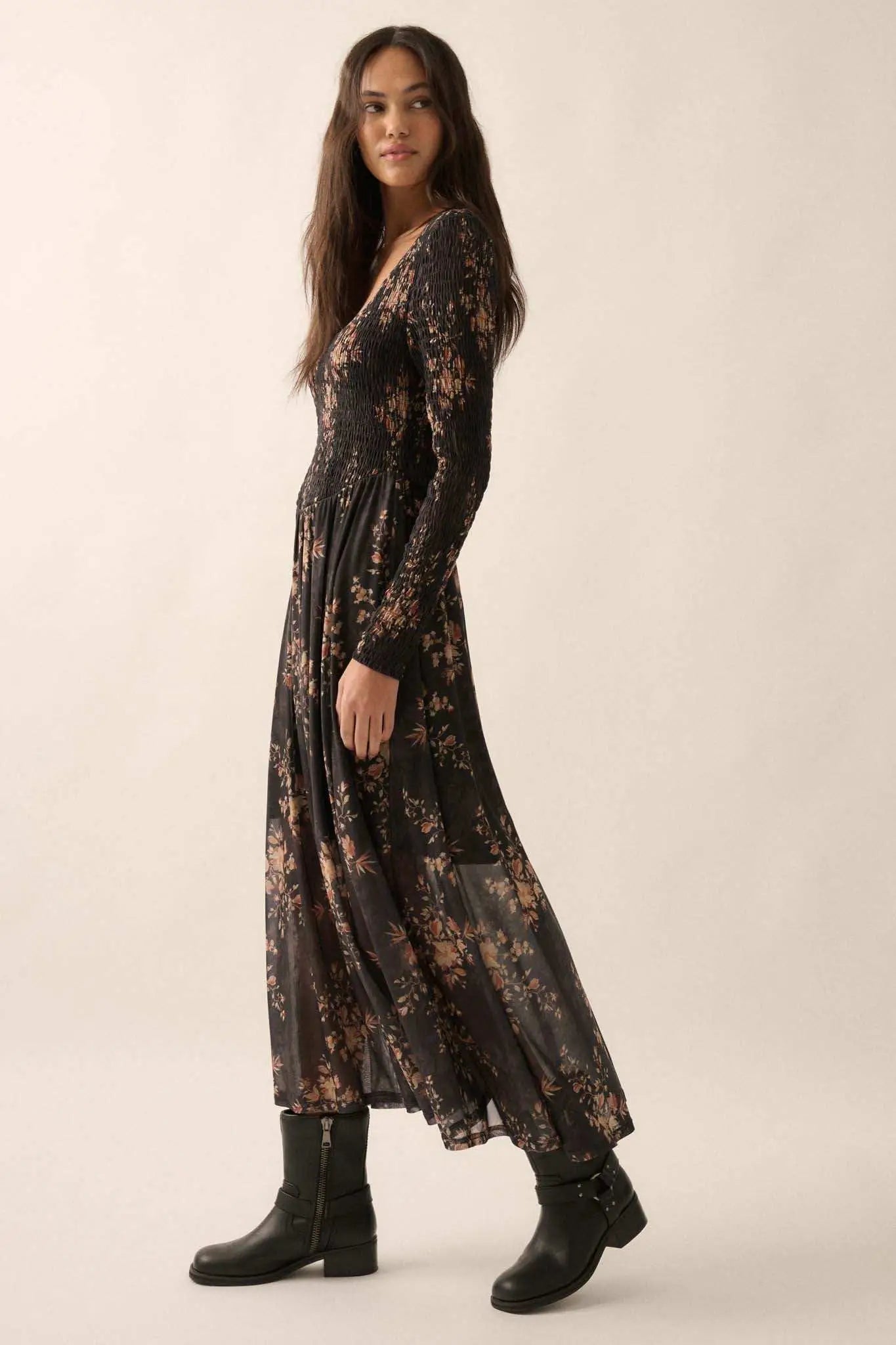 Chasing Wildflowers Smocked Floral Midi Dress