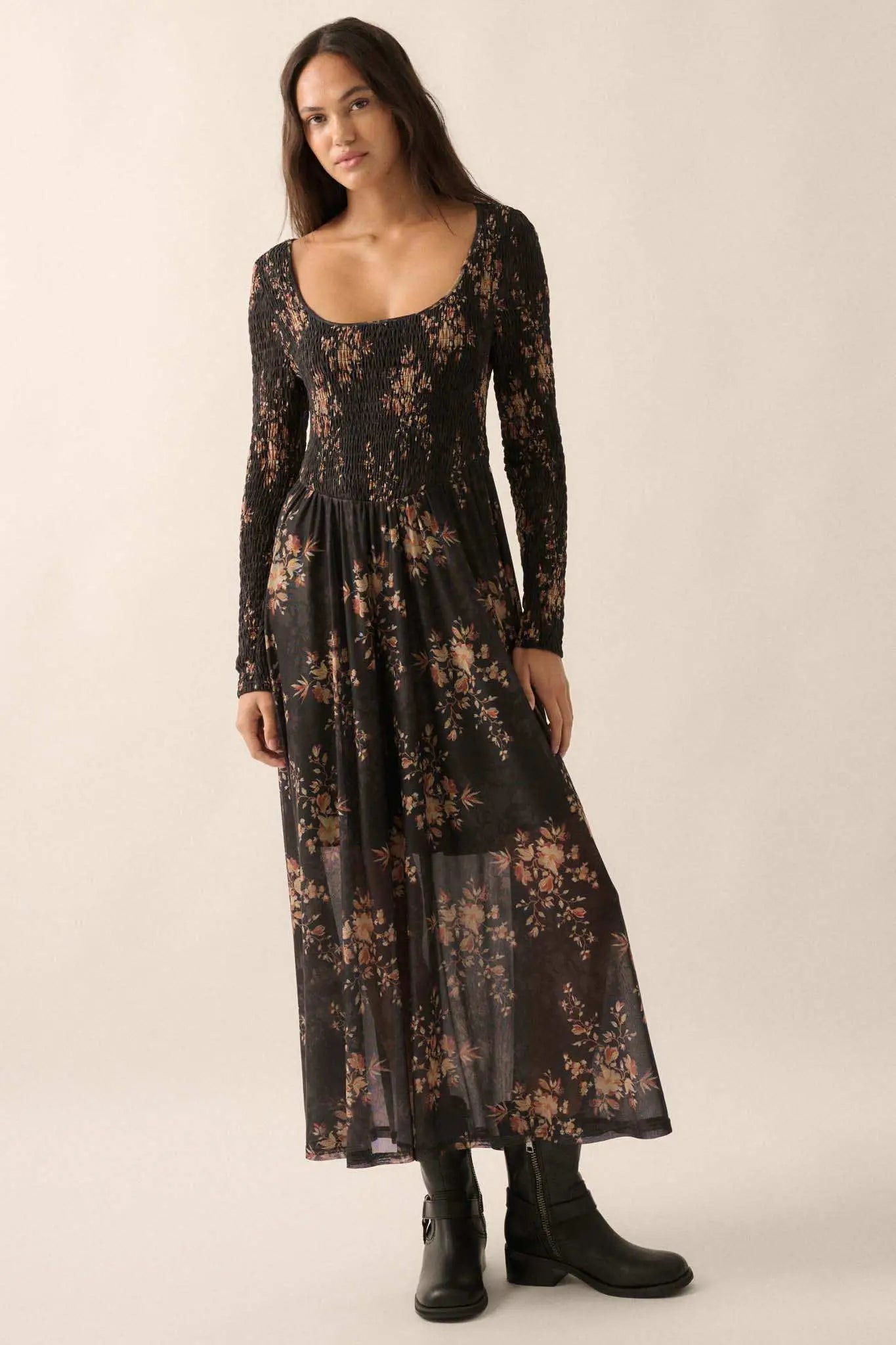 Chasing Wildflowers Smocked Floral Midi Dress
