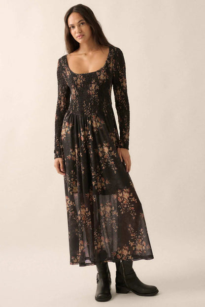 Chasing Wildflowers Smocked Floral Midi Dress