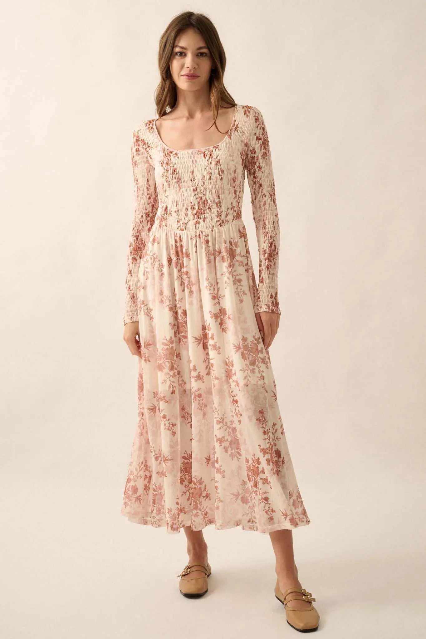 Chasing Wildflowers Smocked Floral Midi Dress