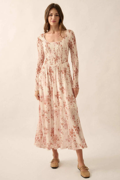 Chasing Wildflowers Smocked Floral Midi Dress