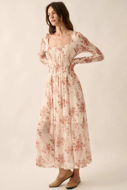 Chasing Wildflowers Smocked Floral Midi Dress
