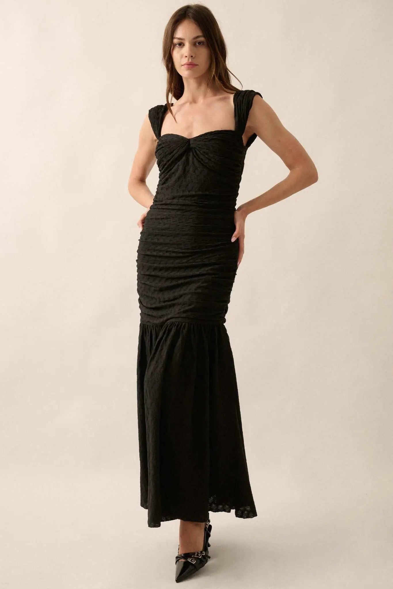 Beautiful Dreamer Textured Knit Drop-Waist Gown