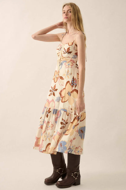 Grow for It Textured Floral Tie-Front Midi Dress