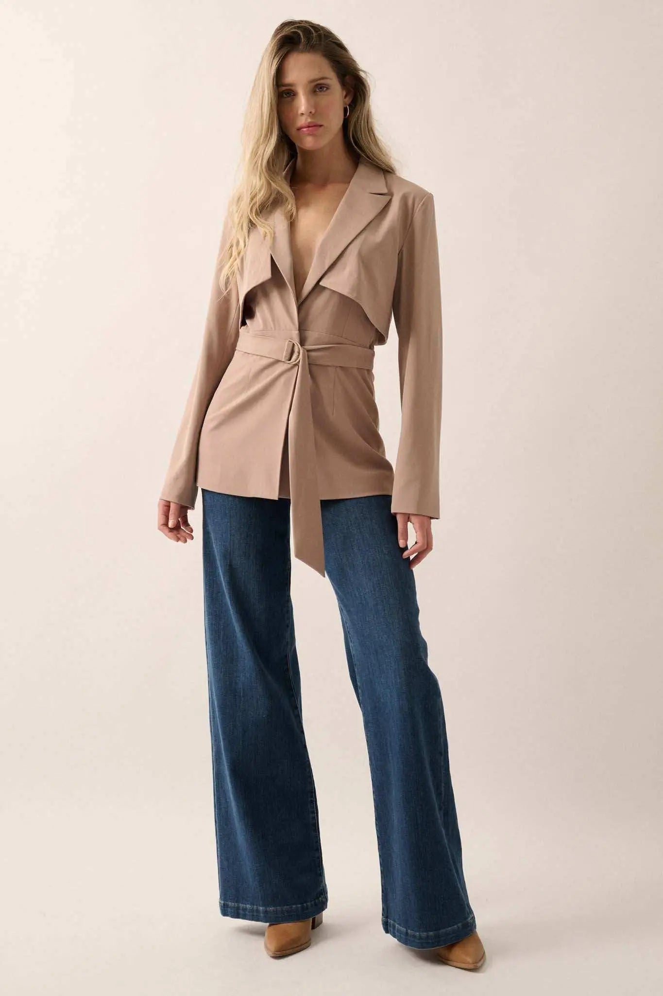 Push the Envelope Layered Belted Blazer