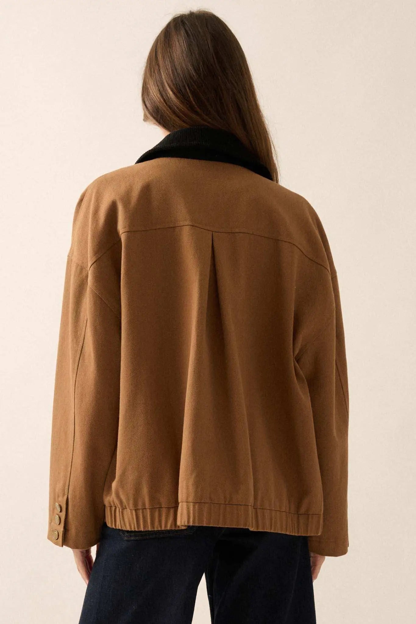 Piece of Work Corduroy-Collar Twill Utility Jacket