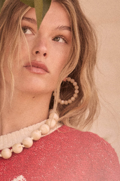 Crescenta Marble Resin Bead Hoop Earrings