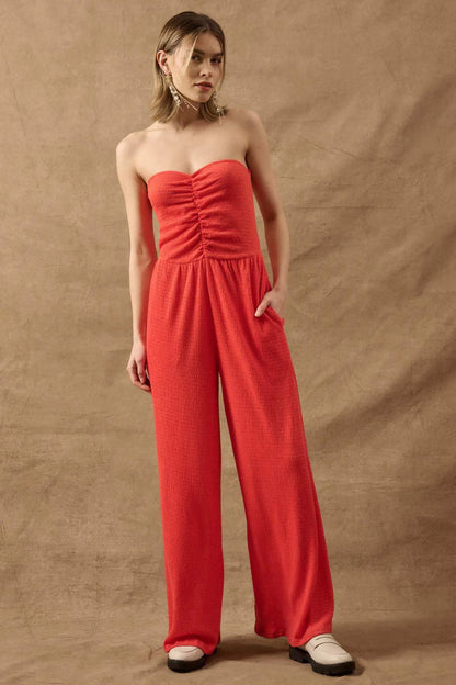 Promise the Label Smocked Jersey Strapless Jumpsuit