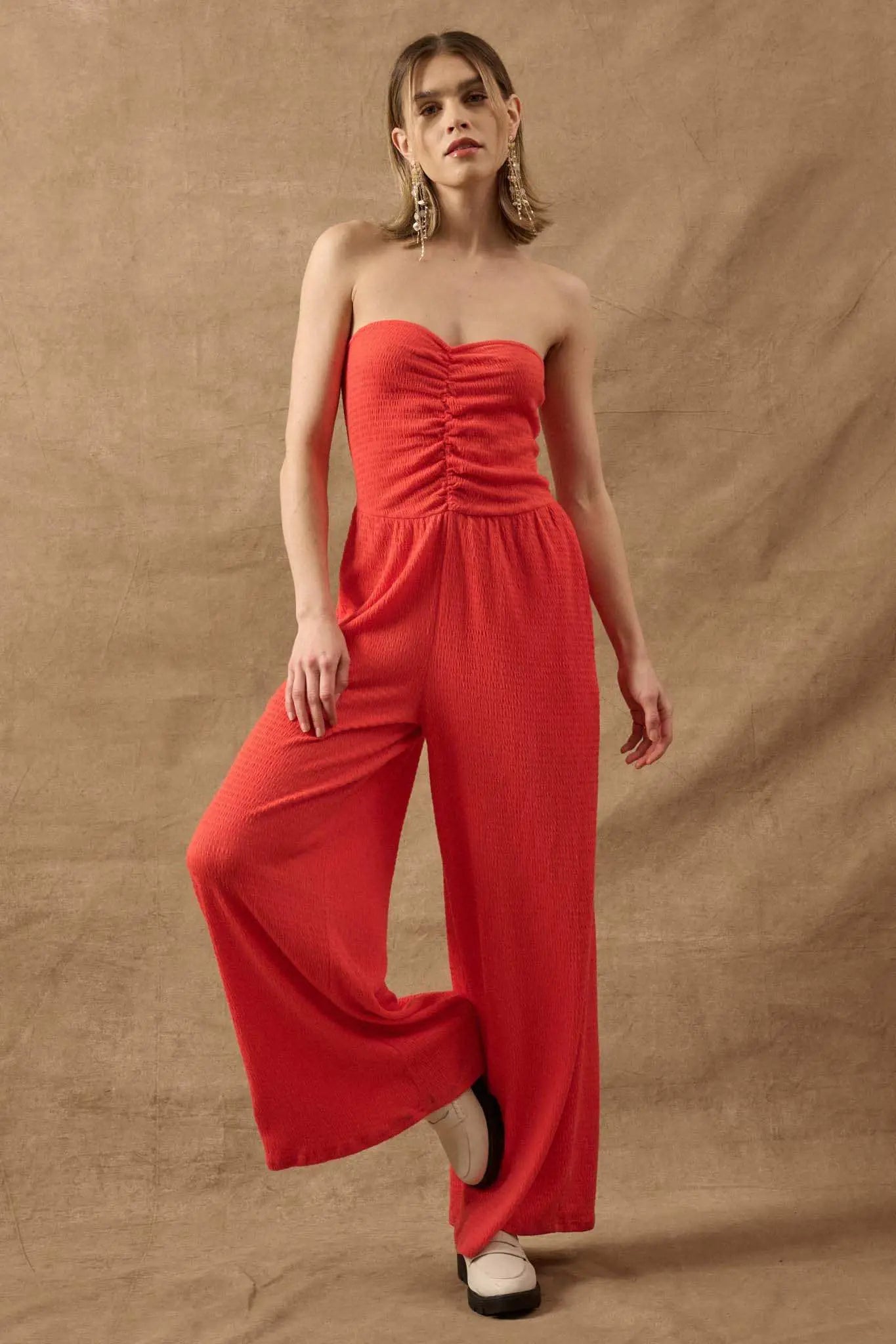 Promise the Label Smocked Jersey Strapless Jumpsuit