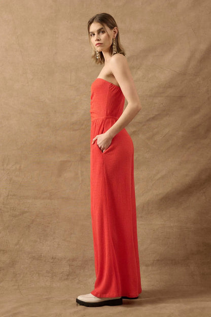 Promise the Label Smocked Jersey Strapless Jumpsuit