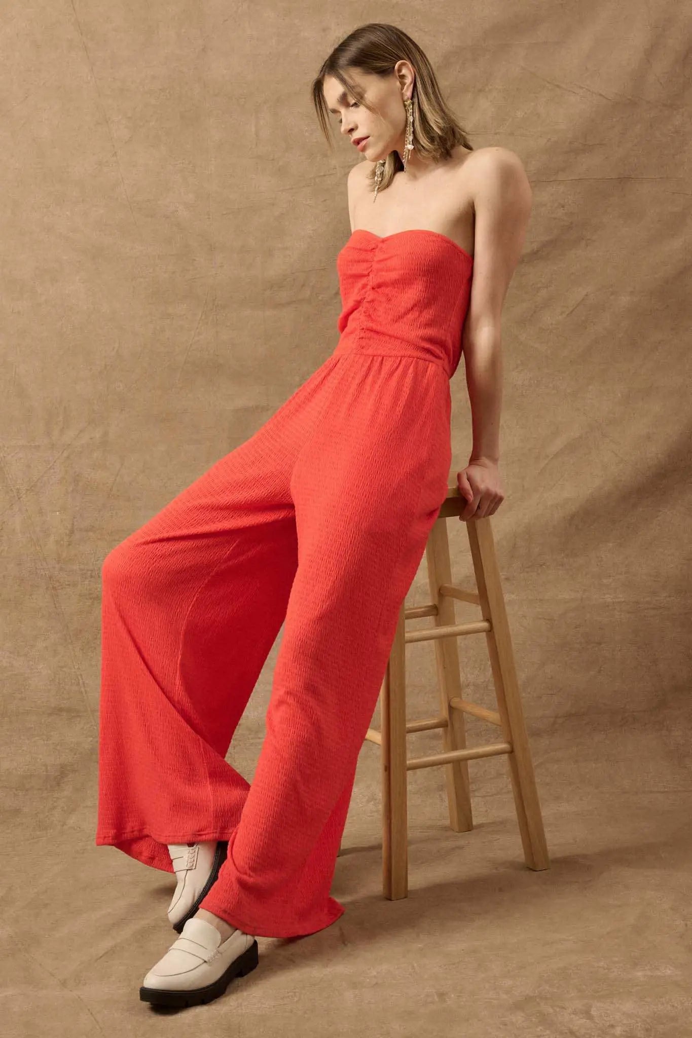 Promise the Label Smocked Jersey Strapless Jumpsuit