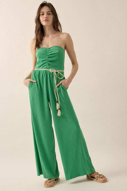 Promise the Label Smocked Jersey Strapless Jumpsuit