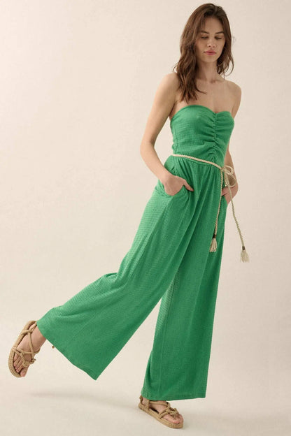 Promise the Label Smocked Jersey Strapless Jumpsuit