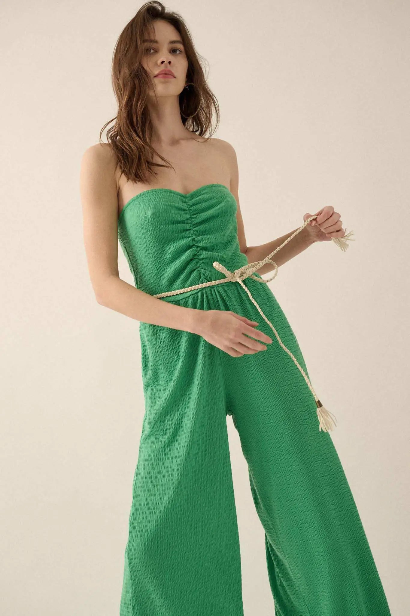 Promise the Label Smocked Jersey Strapless Jumpsuit