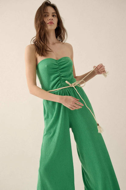 Promise the Label Smocked Jersey Strapless Jumpsuit