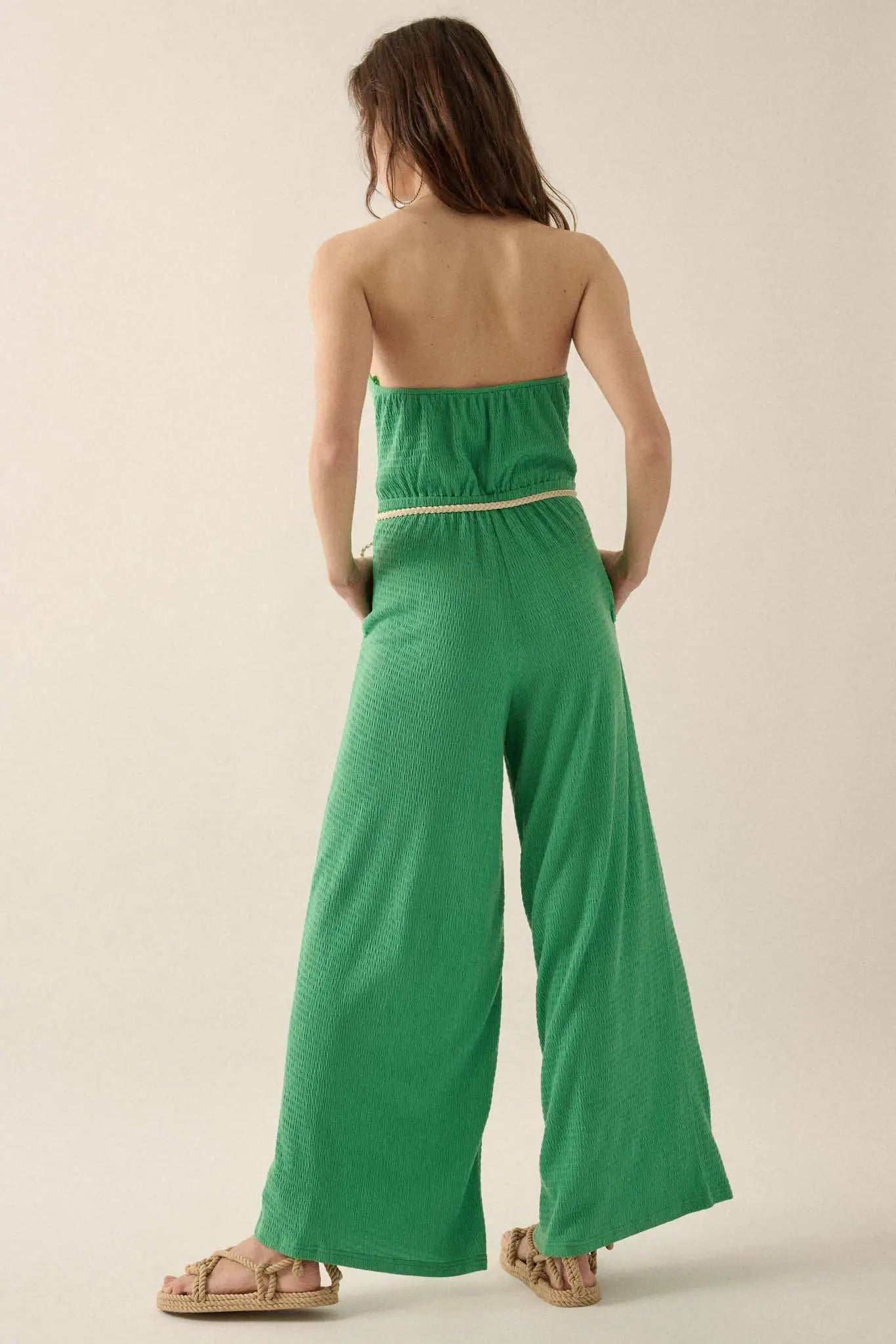 Promise the Label Smocked Jersey Strapless Jumpsuit