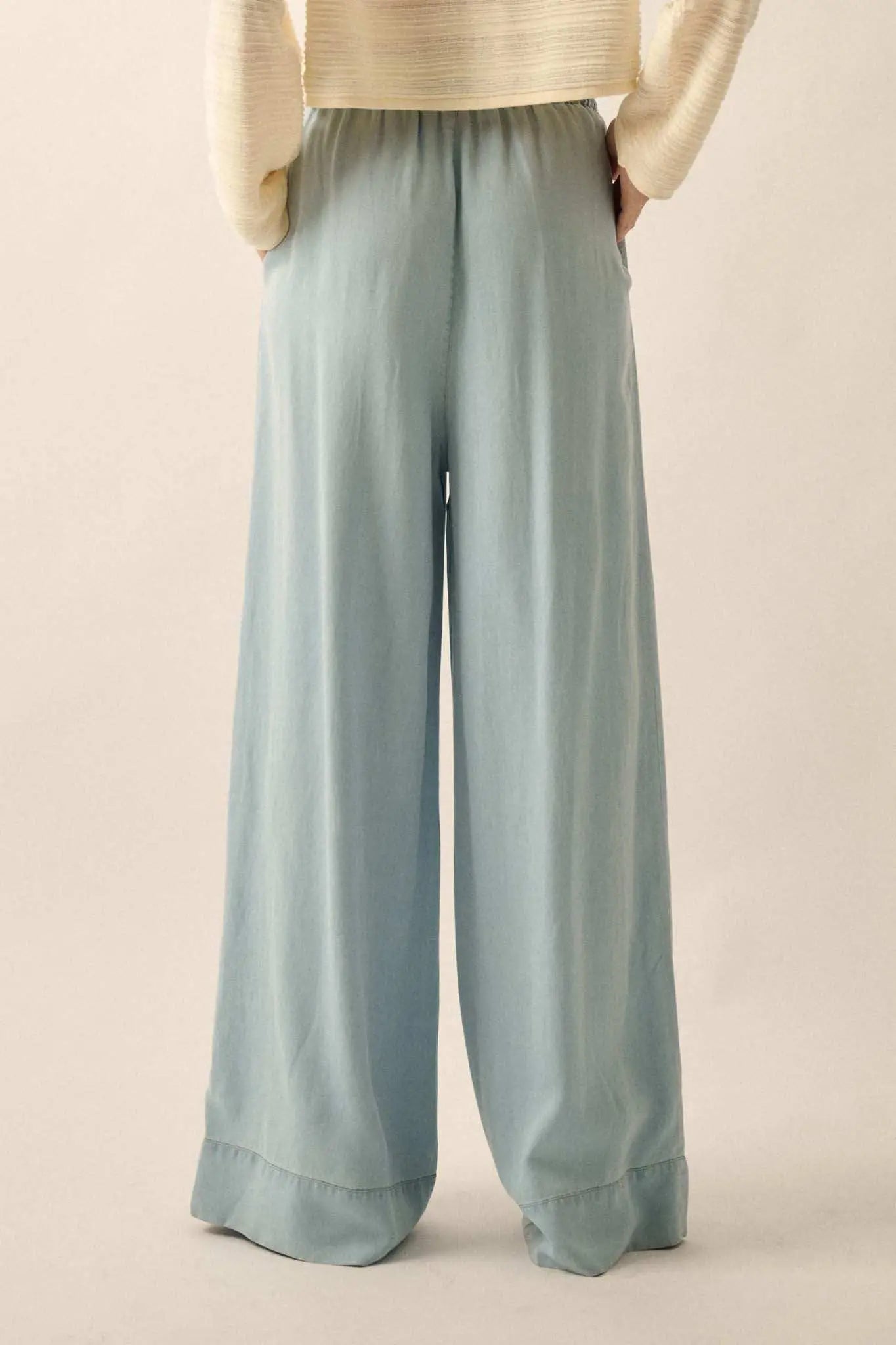 Out of the Blue Pleated Denim Wide-Leg Pants