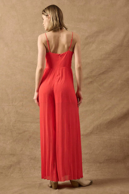 In Vogue Accordion Pleated Wide-Leg Corset Jumpsuit
