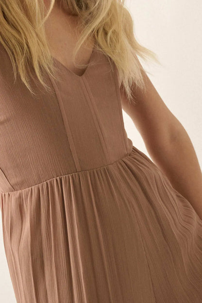 In Vogue Accordion Pleated Wide-Leg Corset Jumpsuit