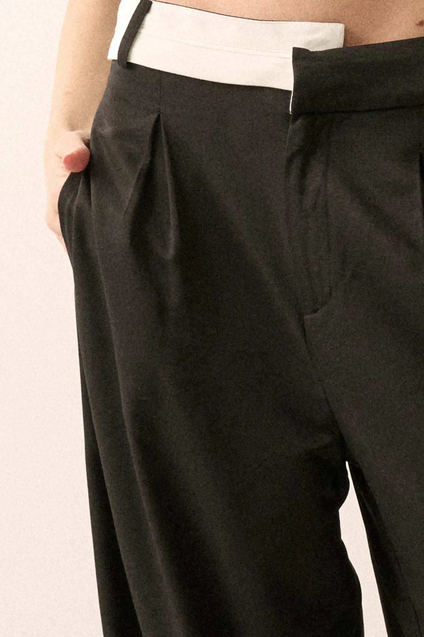 Making Strides Asymmetrical-Waist Pleated Pants
