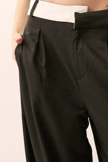 Making Strides Asymmetrical-Waist Pleated Pants