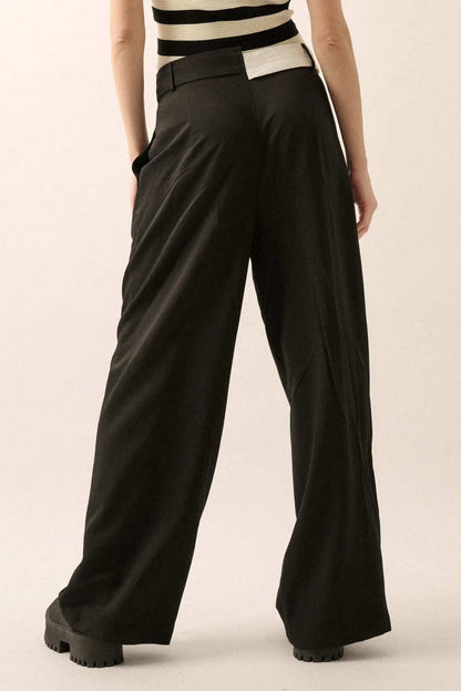 Making Strides Asymmetrical-Waist Pleated Pants