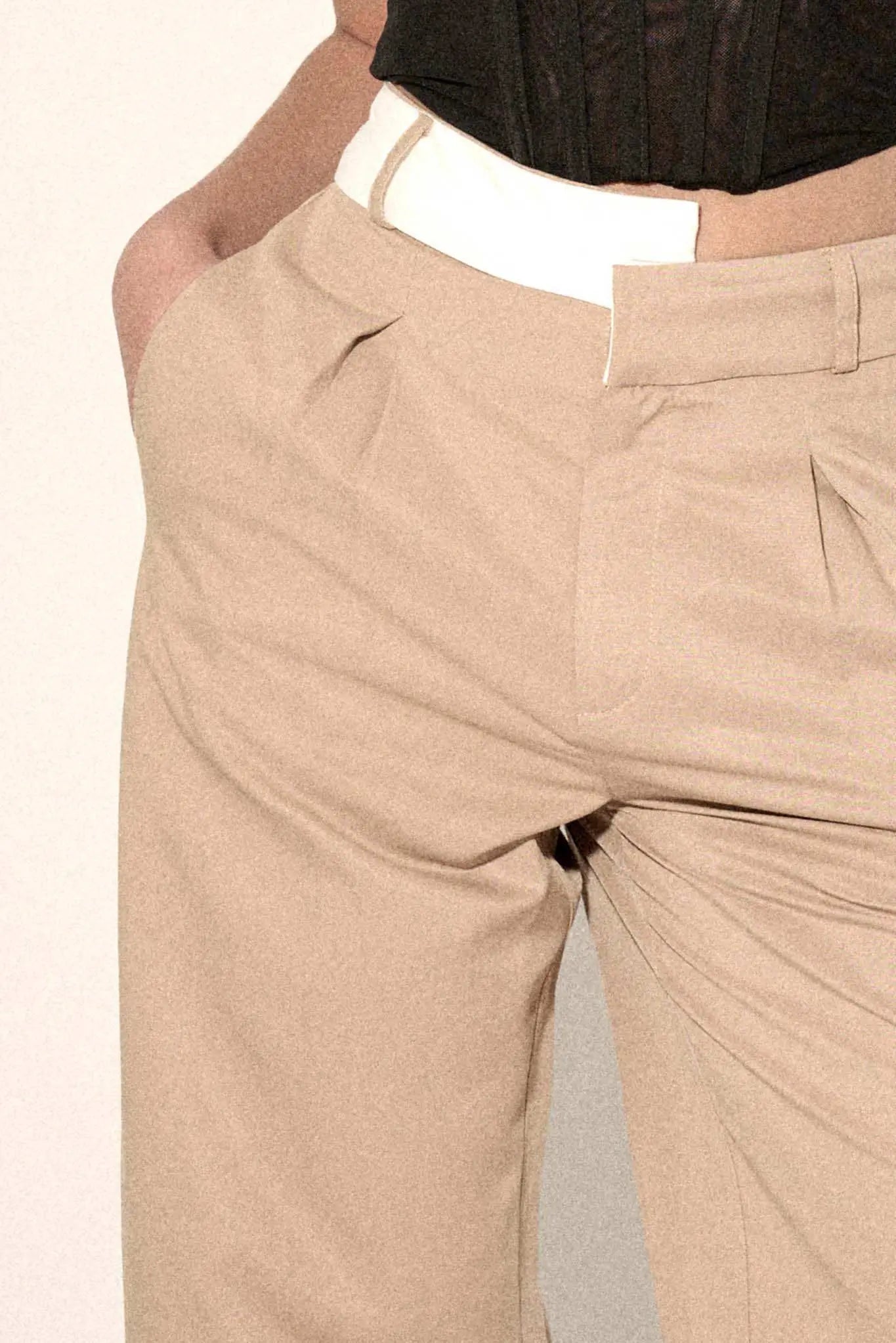 Making Strides Asymmetrical-Waist Pleated Pants
