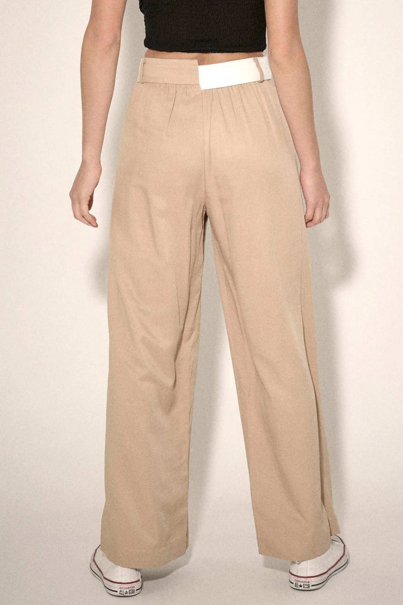 Making Strides Asymmetrical-Waist Pleated Pants