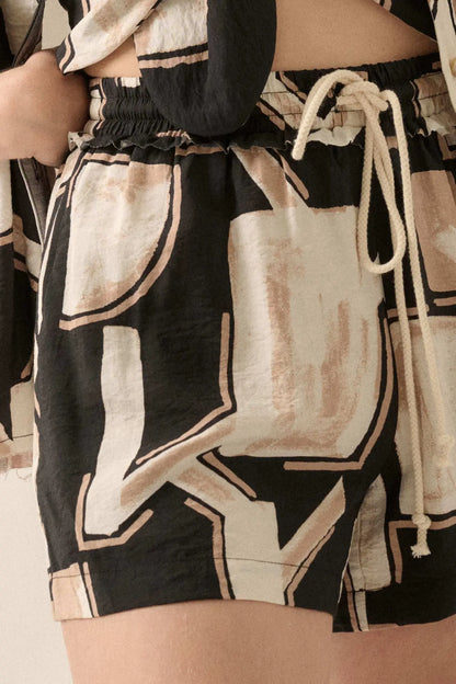 Faraway Places Abstract-Print Drawstring Shorts