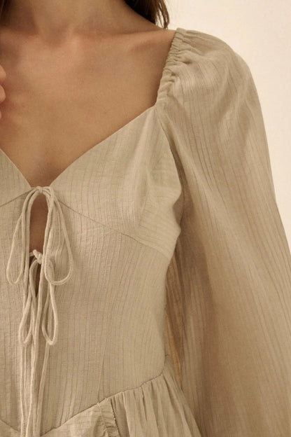 Lost in Love Tie-Front Ruffled Peasant Romper