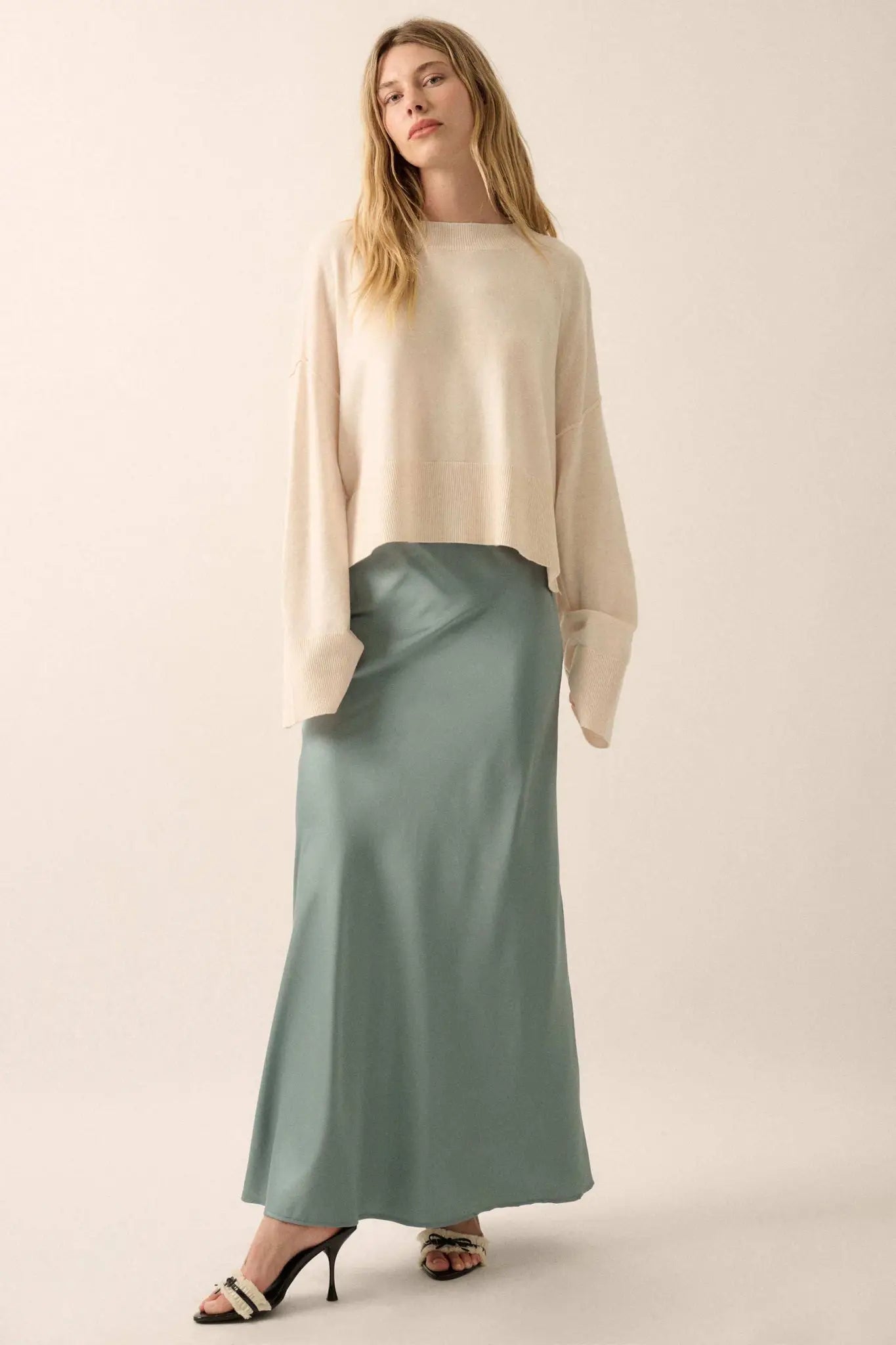 Silken Dreams Bias-Cut Satin Maxi Skirt