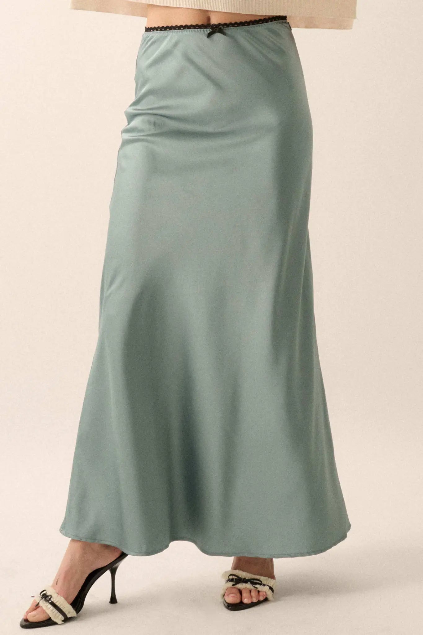 Silken Dreams Bias-Cut Satin Maxi Skirt