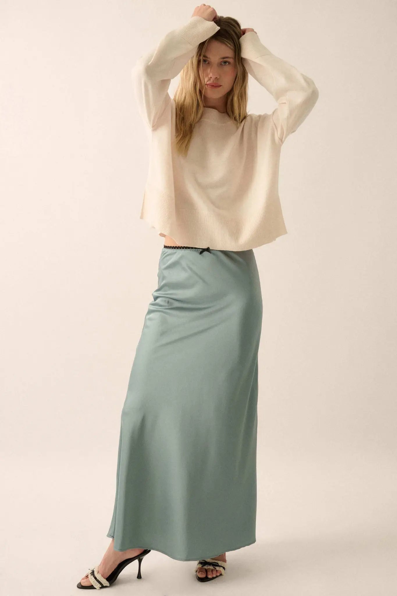 Silken Dreams Bias-Cut Satin Maxi Skirt