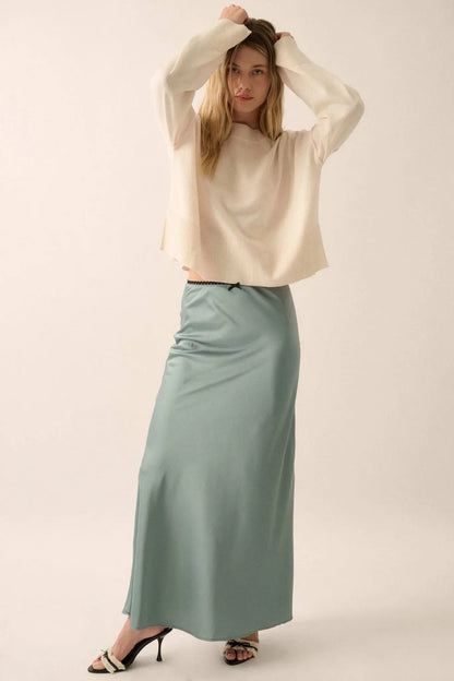 Silken Dreams Bias-Cut Satin Maxi Skirt