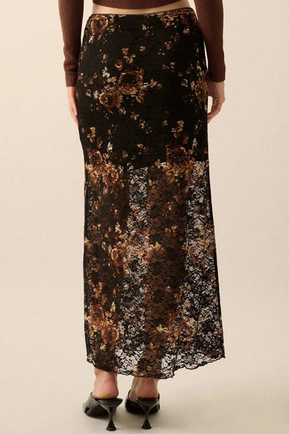 Fields of Gold Floral-Print Lace Maxi Skirt