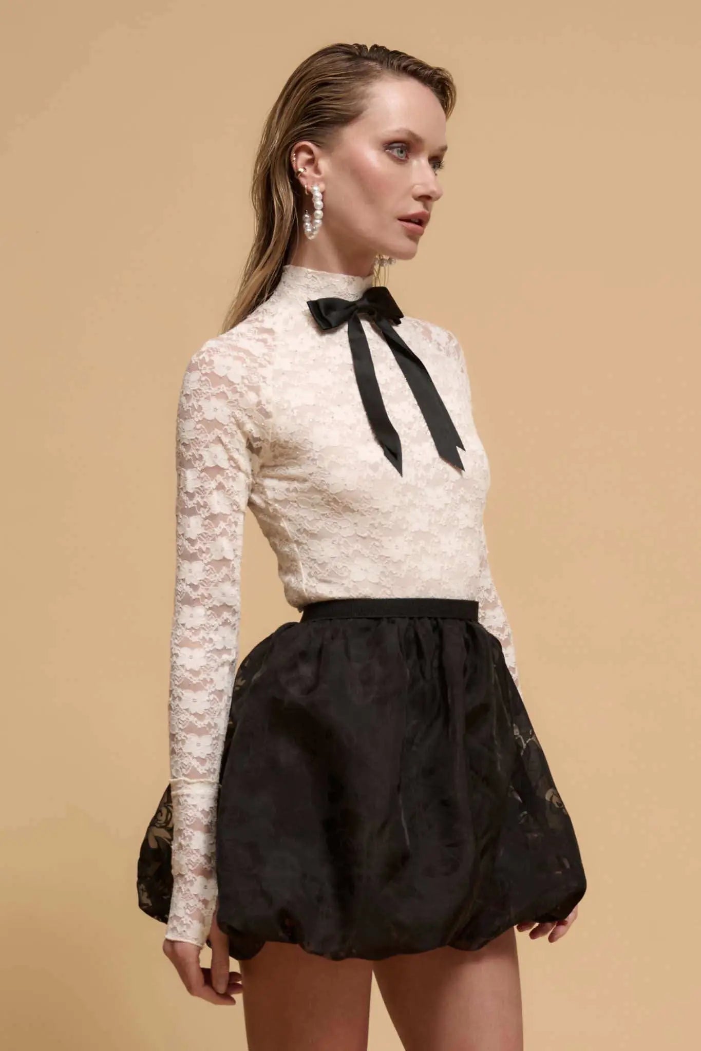 Flower by Night Floral Burnout Bubble Mini Skirt