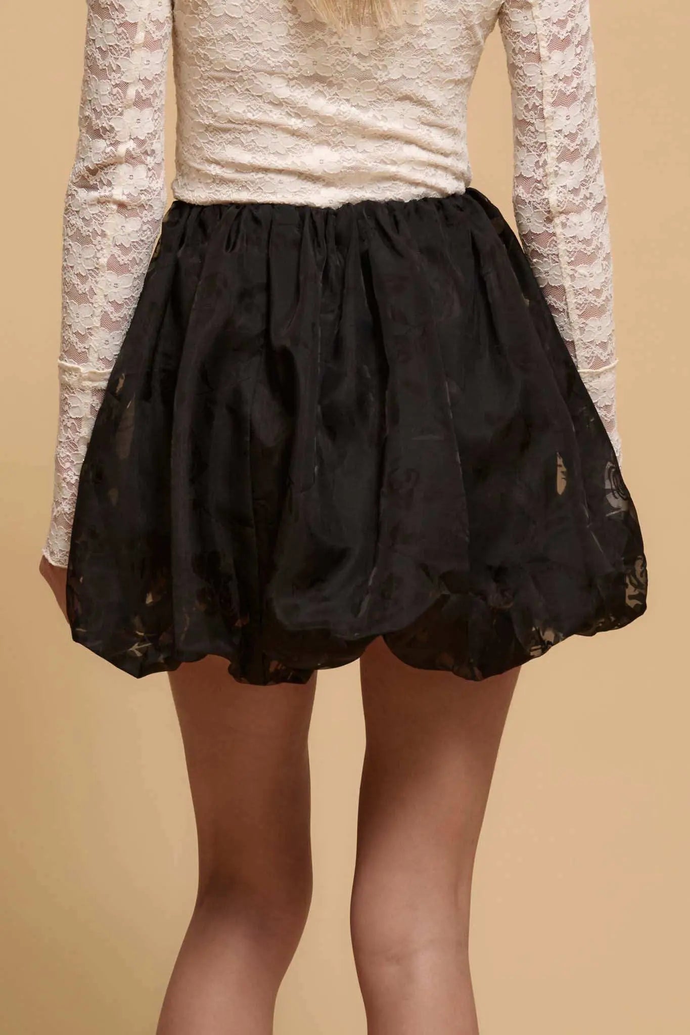 Flower by Night Floral Burnout Bubble Mini Skirt