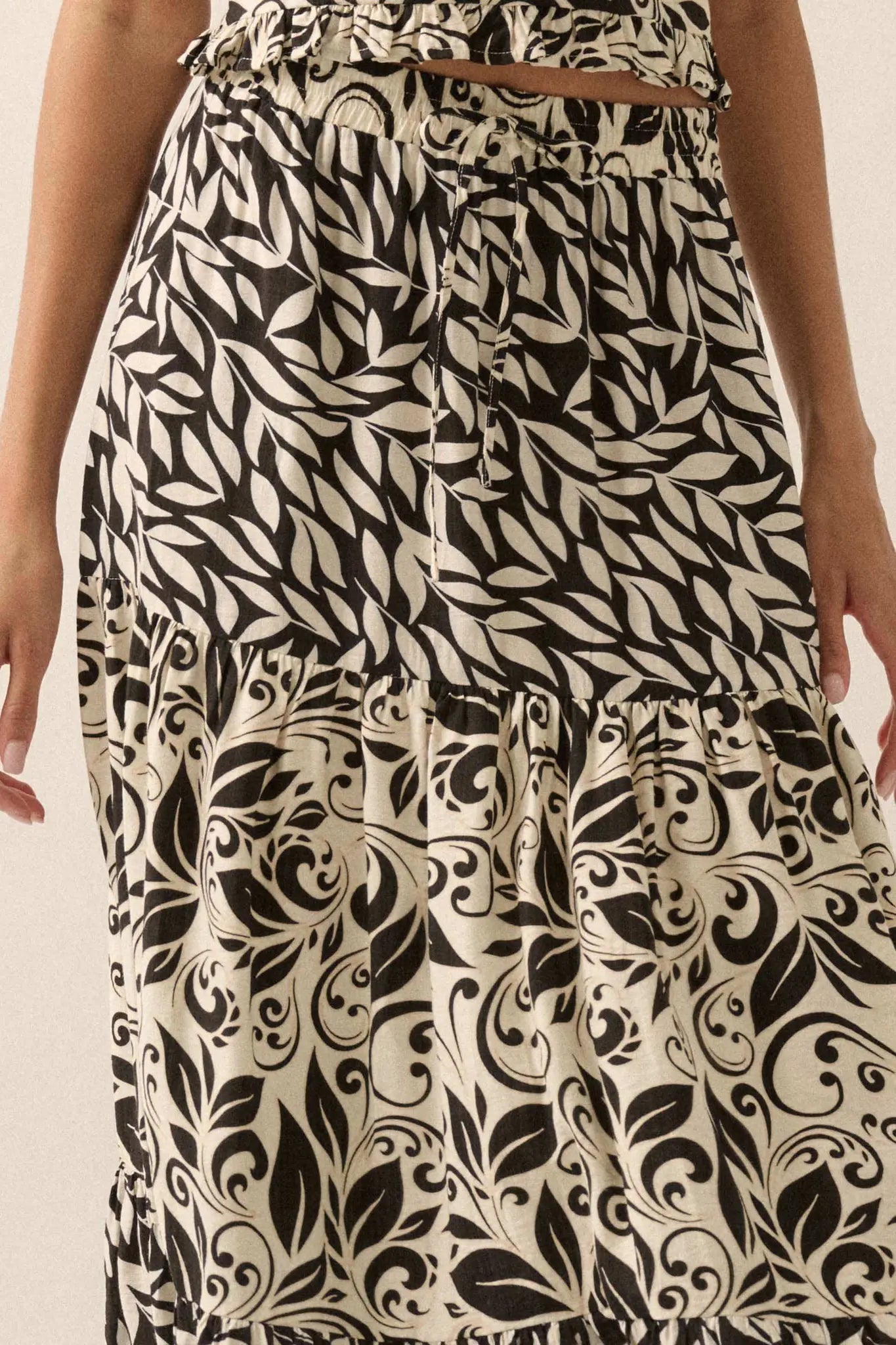 Spring Splendor Colorblock Floral Tiered Maxi Skirt