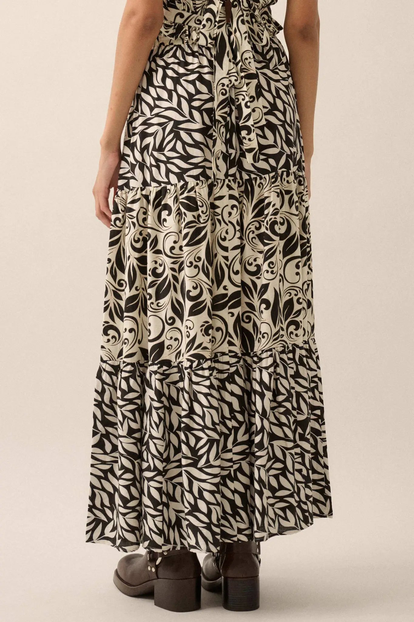 Spring Splendor Colorblock Floral Tiered Maxi Skirt