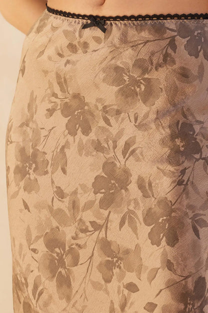Flashy Flowers Floral Satin Maxi Skirt