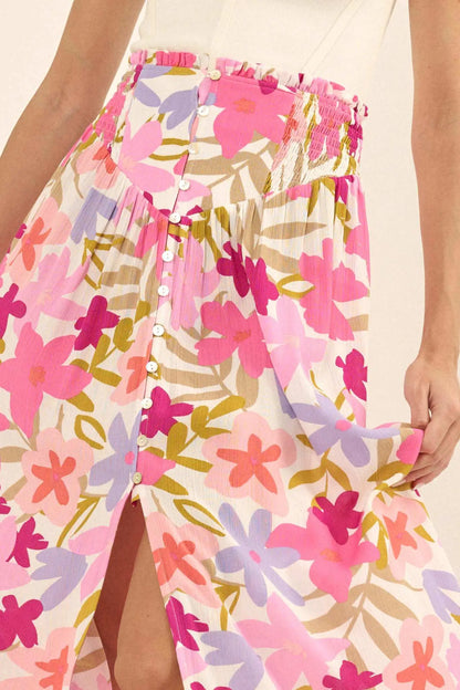 Rainforest Flowers Floral High-Waist Maxi Skirt