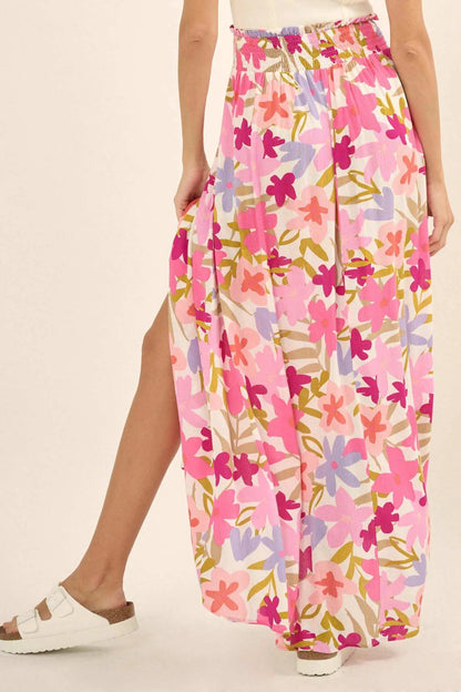 Rainforest Flowers Floral High-Waist Maxi Skirt