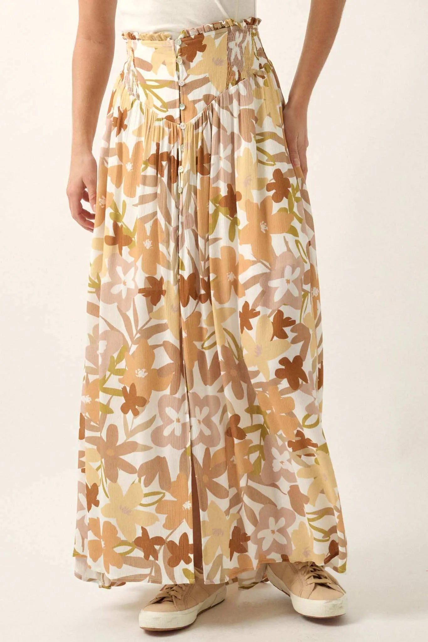 Rainforest Flowers Floral High-Waist Maxi Skirt