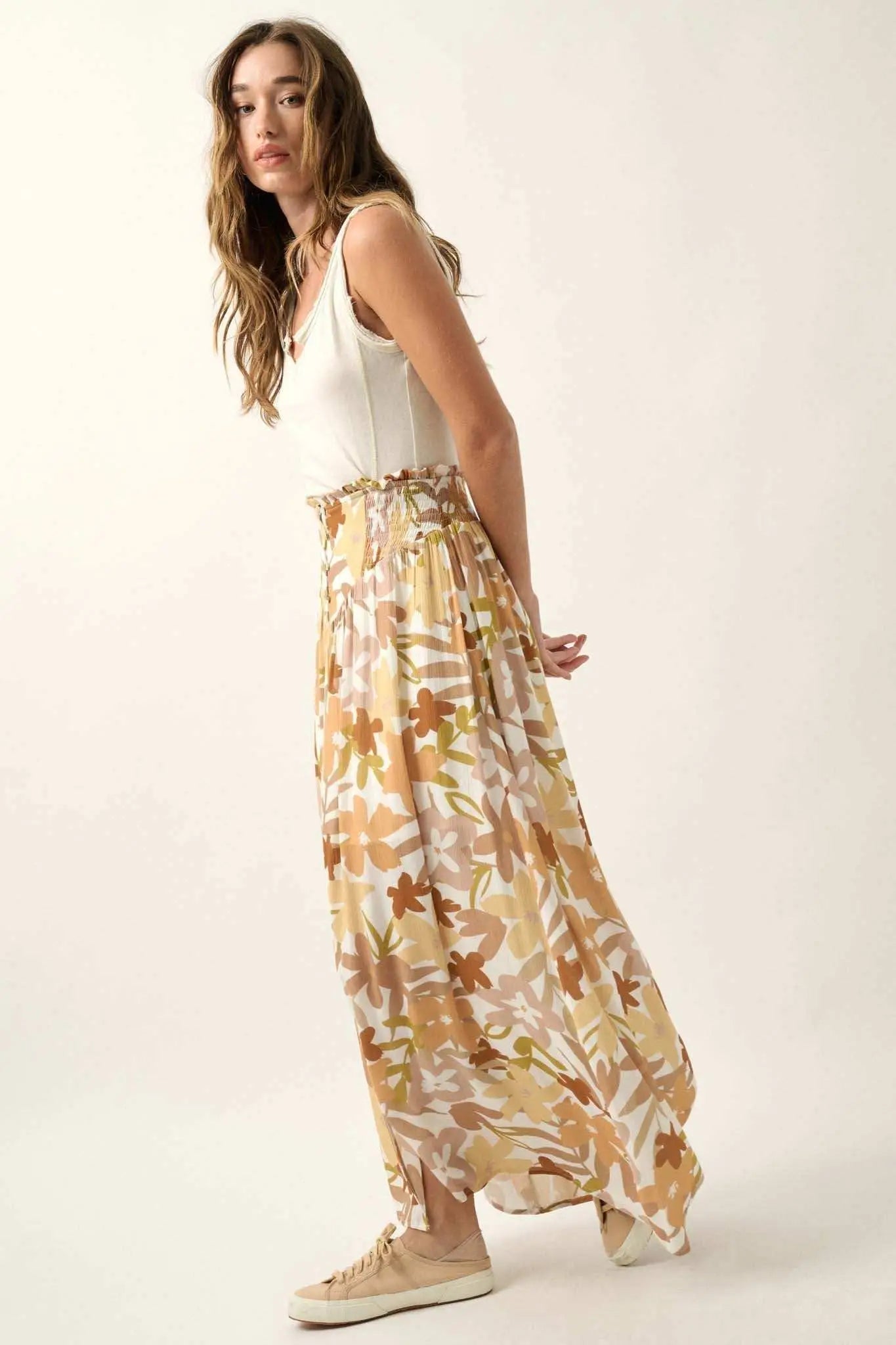 Rainforest Flowers Floral High-Waist Maxi Skirt