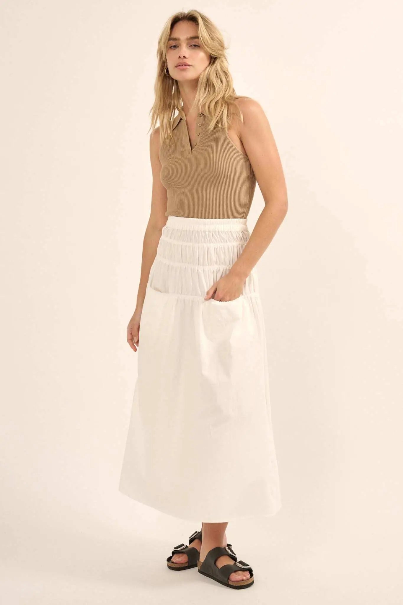 Honest to Goodness Gathered Pocket Maxi Skirt